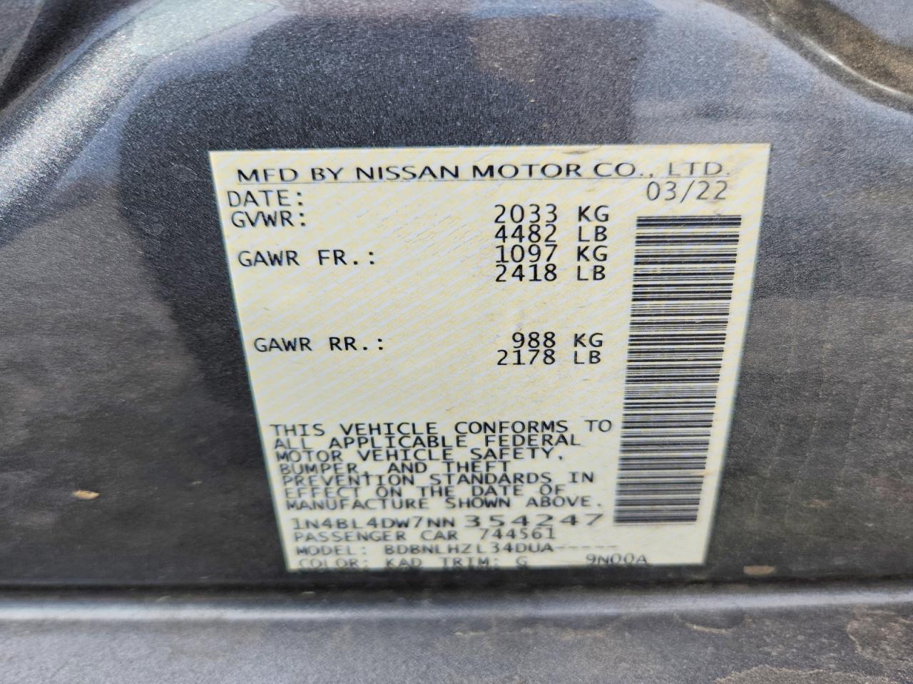 2022 NISSAN ALTIMA