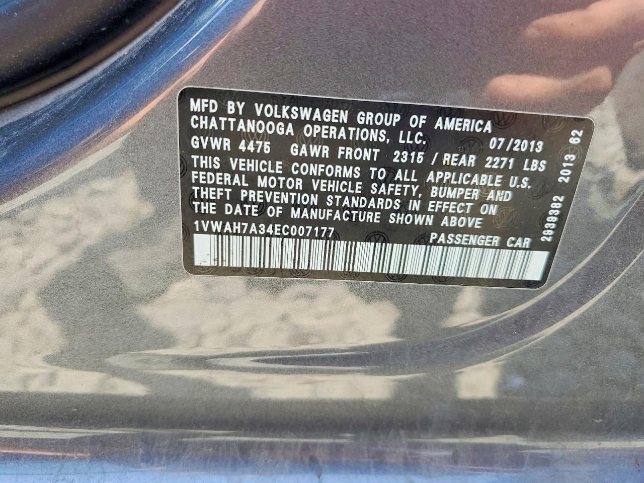 2014 VOLKSWAGEN PASSAT