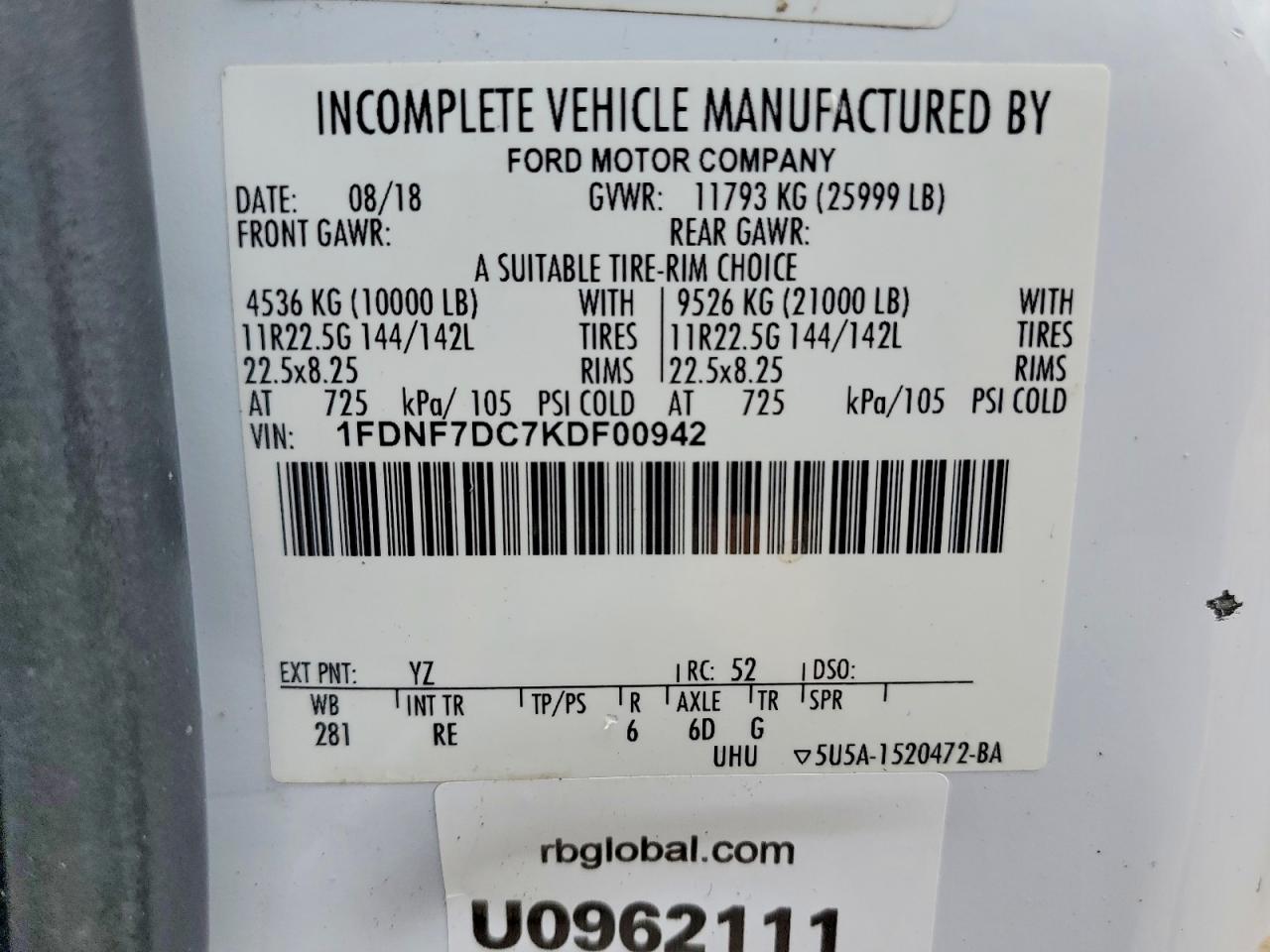2019 FORD F750