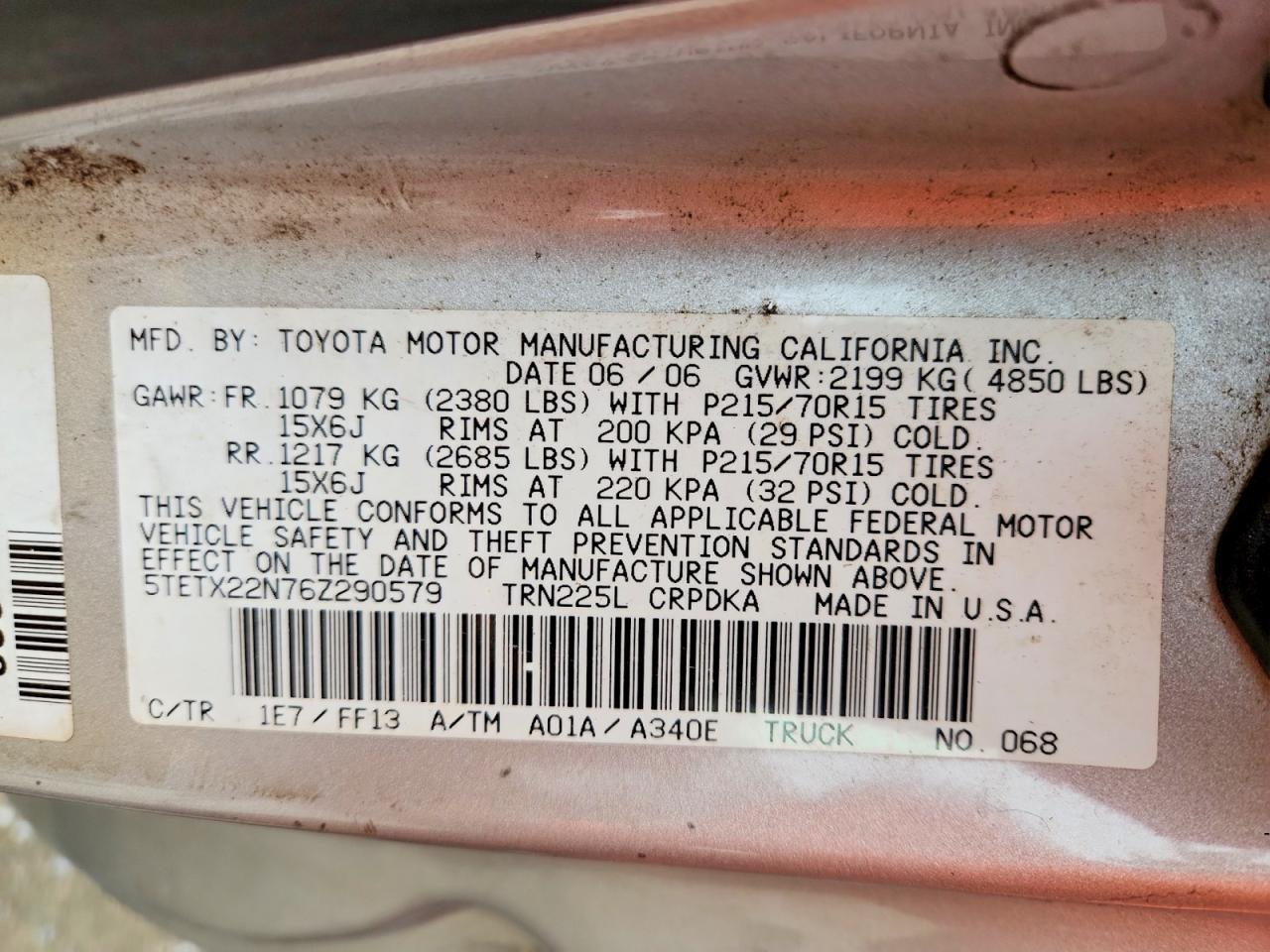 2006 TOYOTA TACOMA