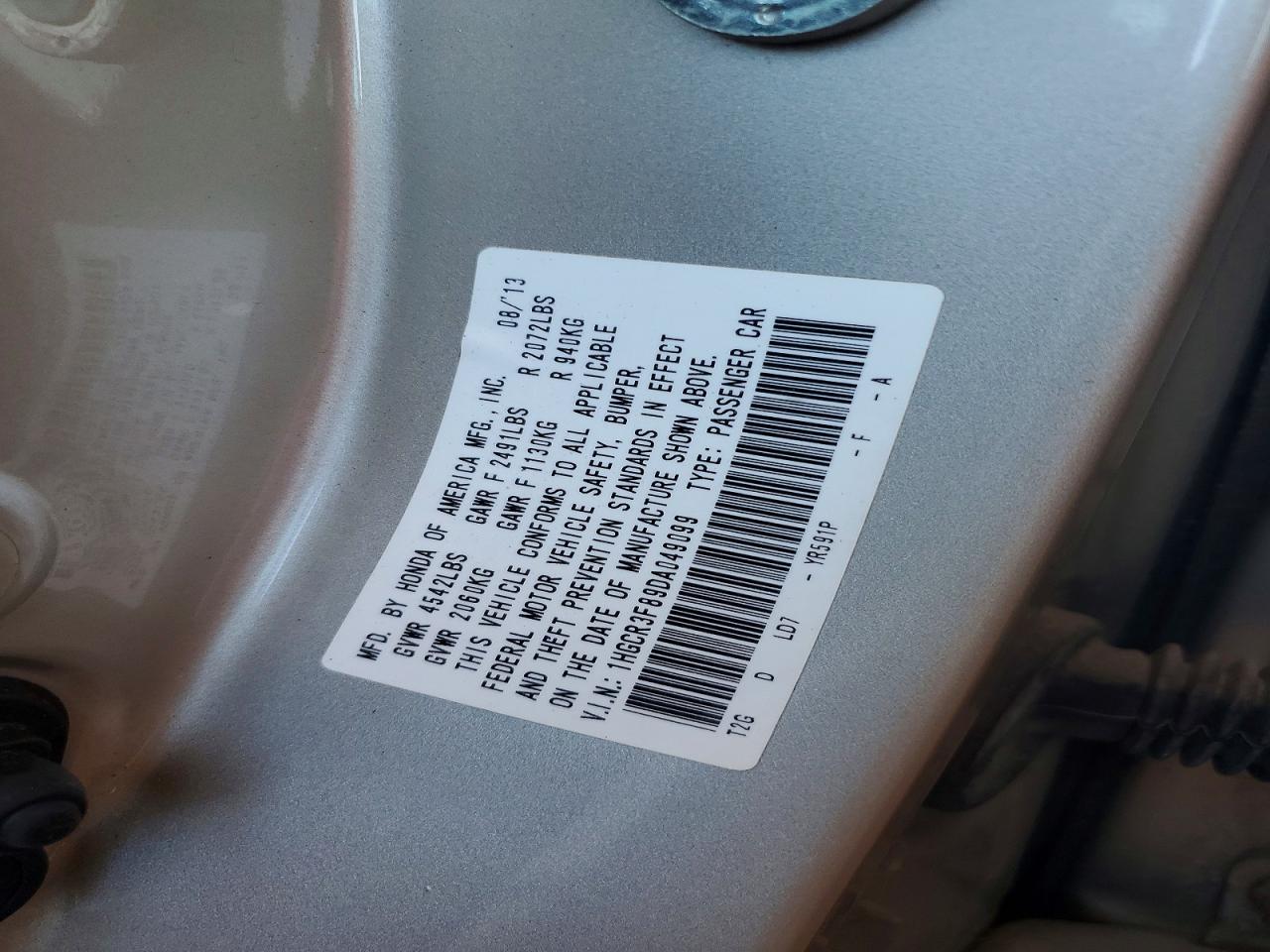 2013 HONDA ACCORD