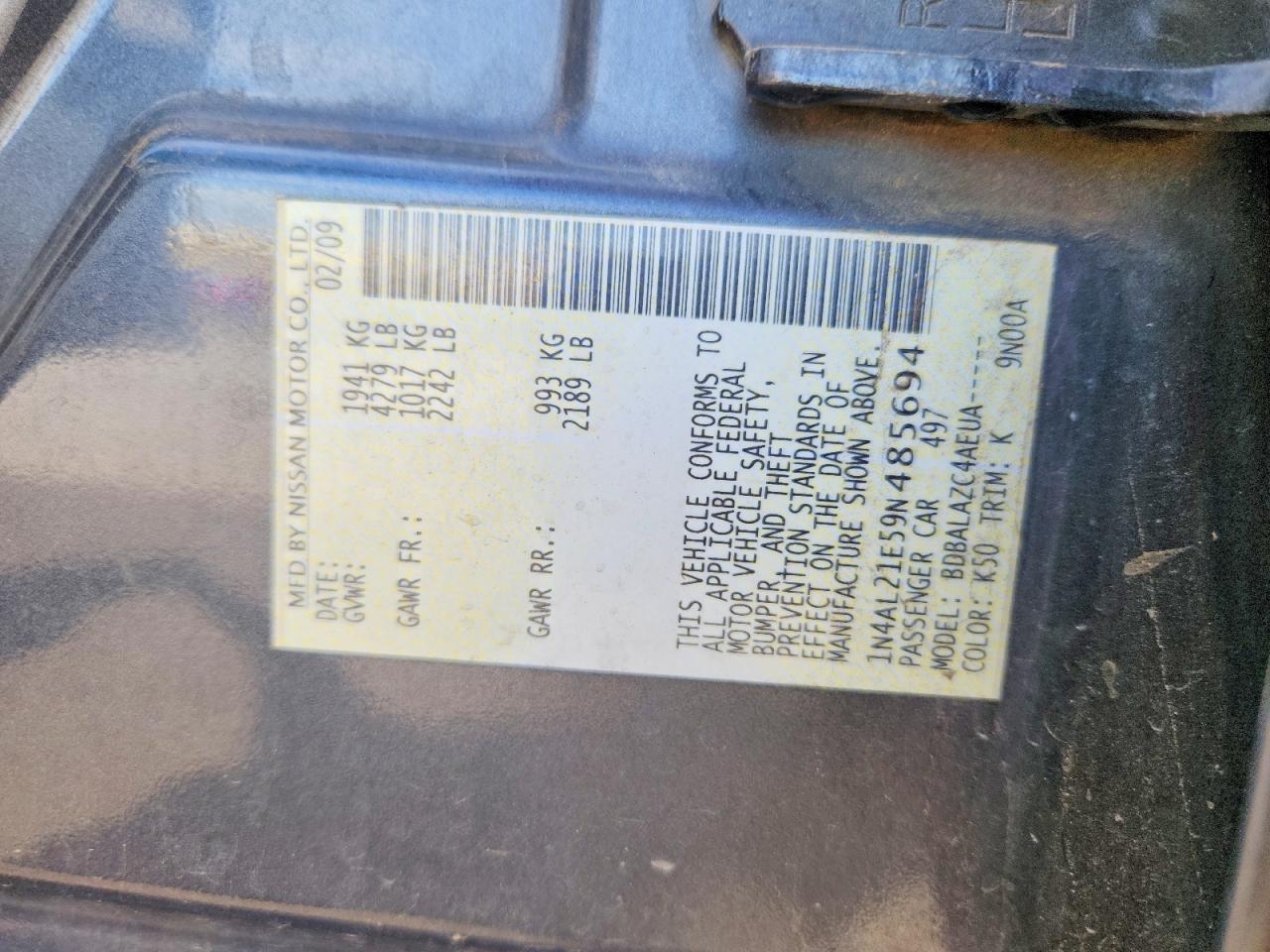 2009 NISSAN ALTIMA