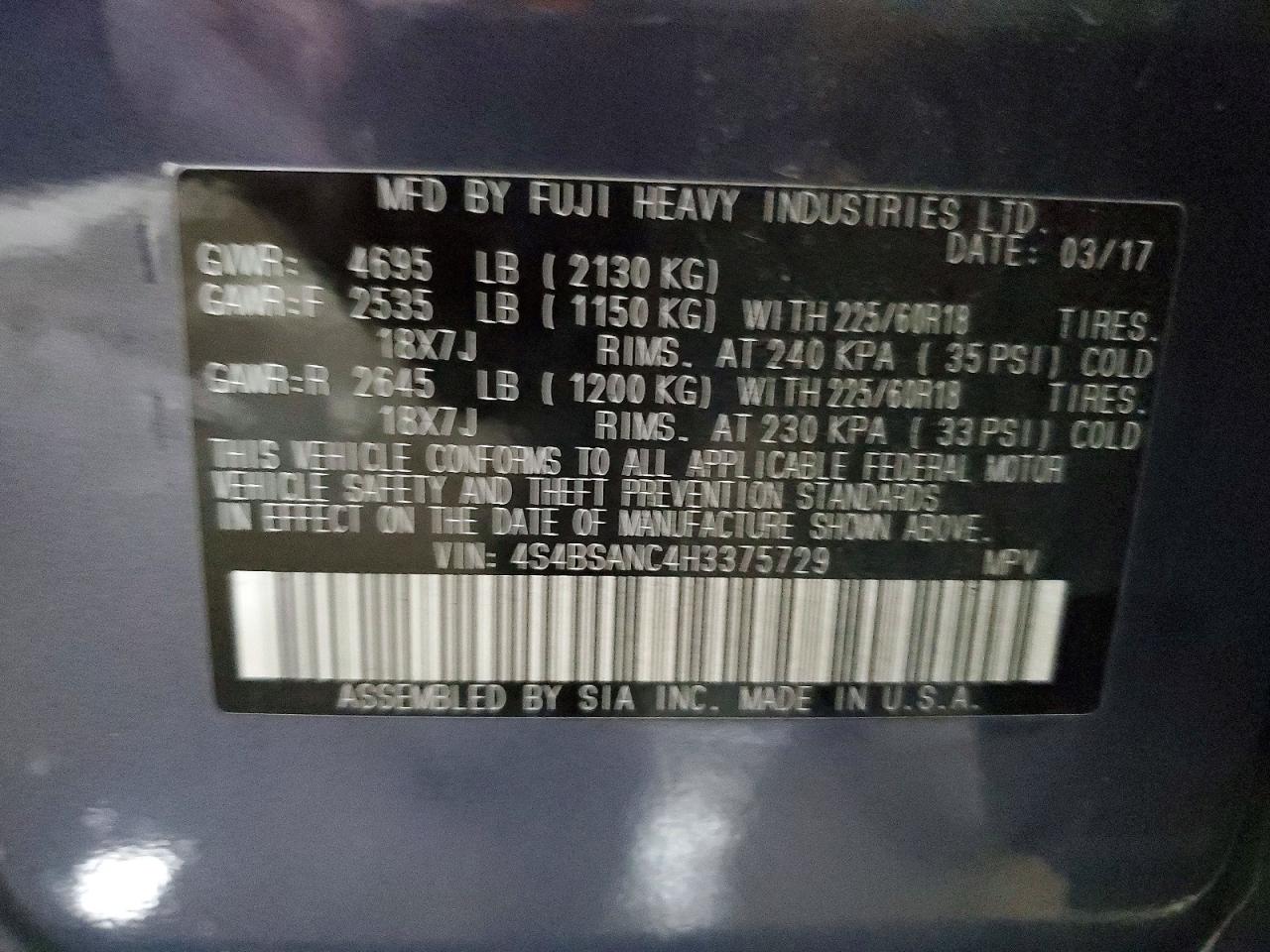 2017 SUBARU OUTBACK