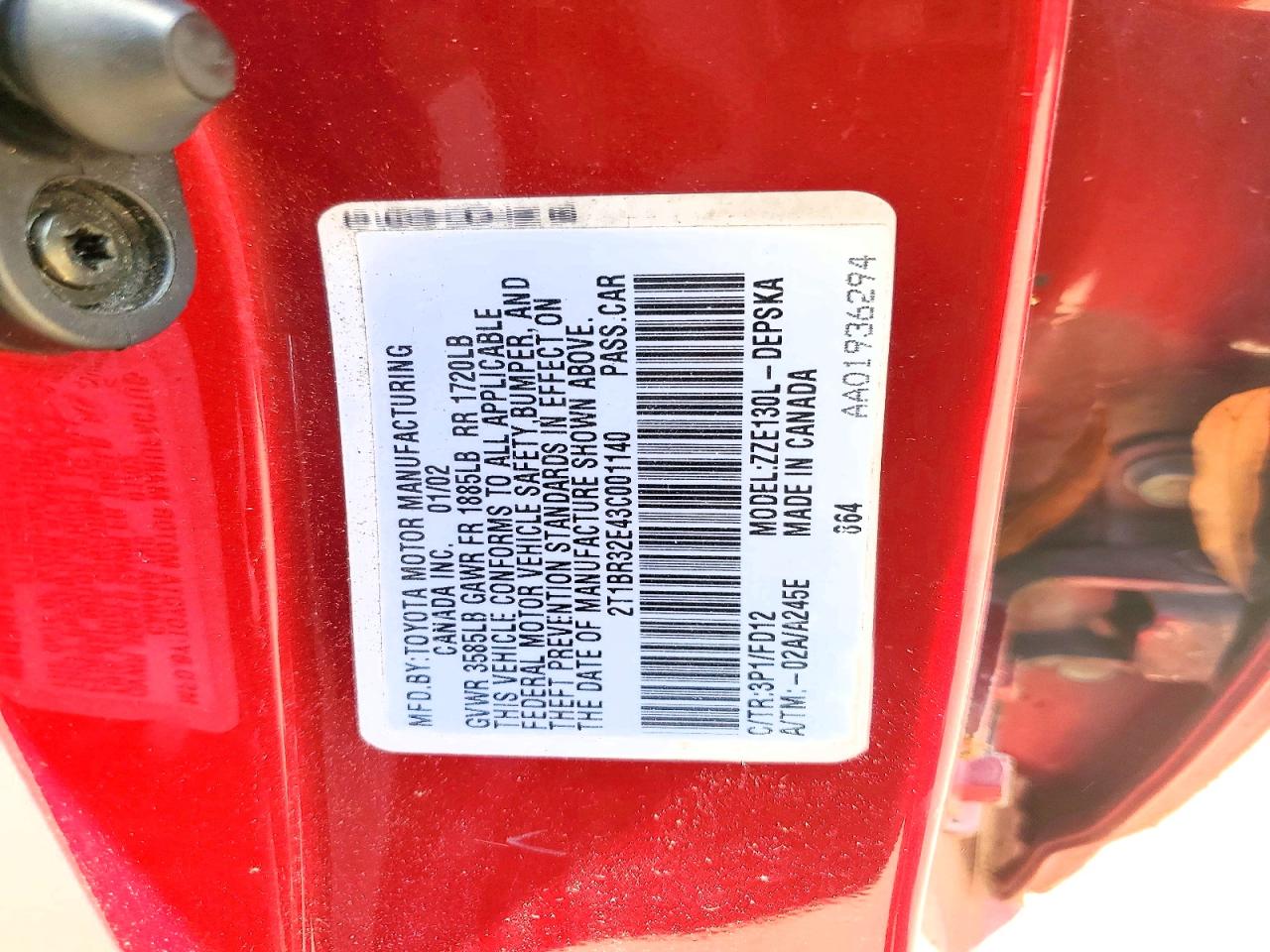 2003 TOYOTA COROLLA