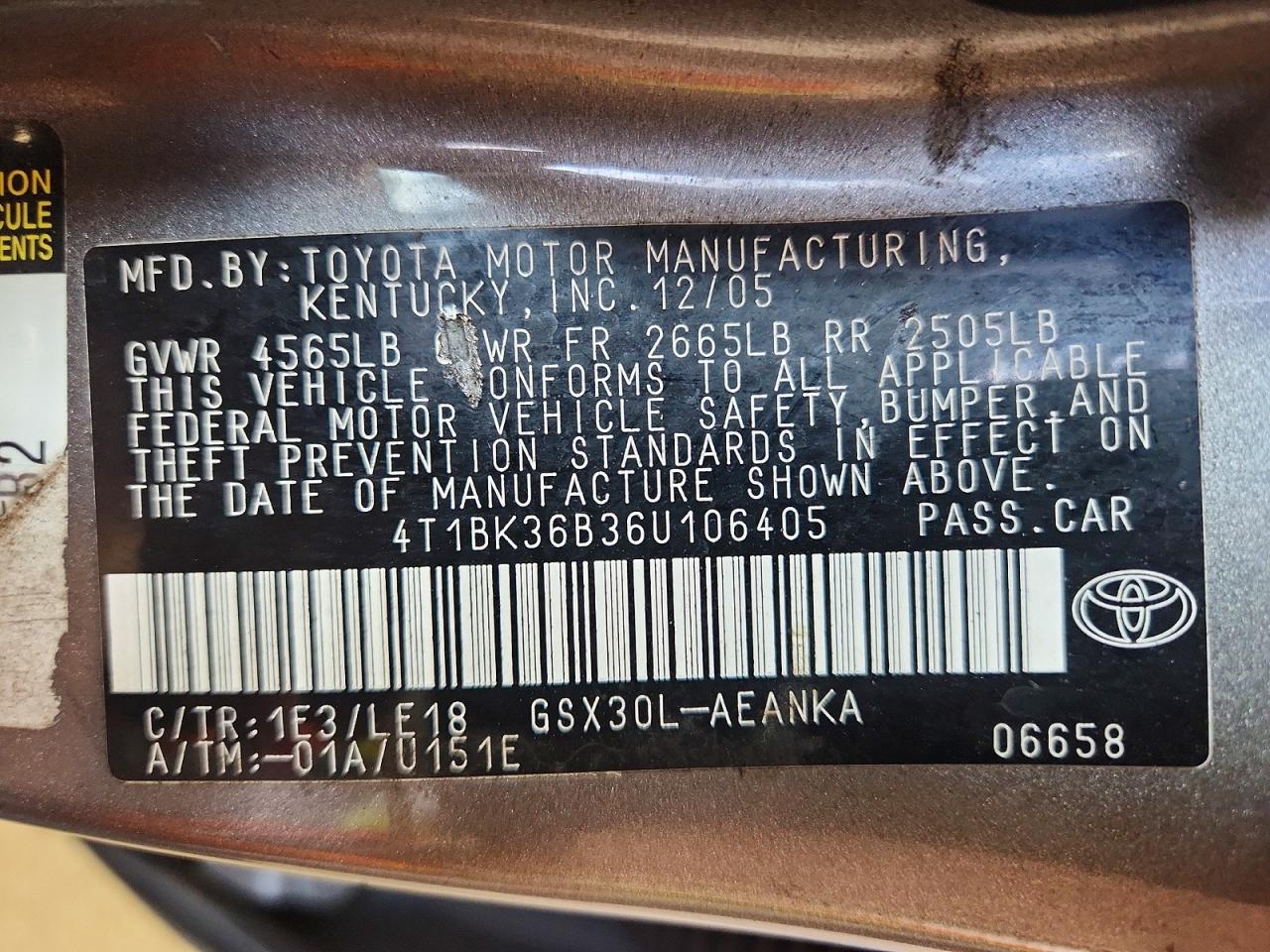 2006 TOYOTA AVALON
