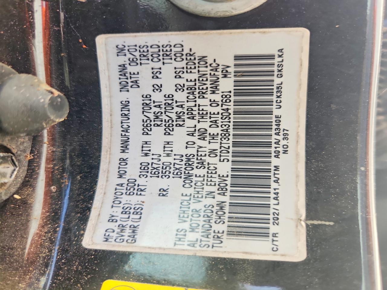 2001 TOYOTA SEQUOIA
