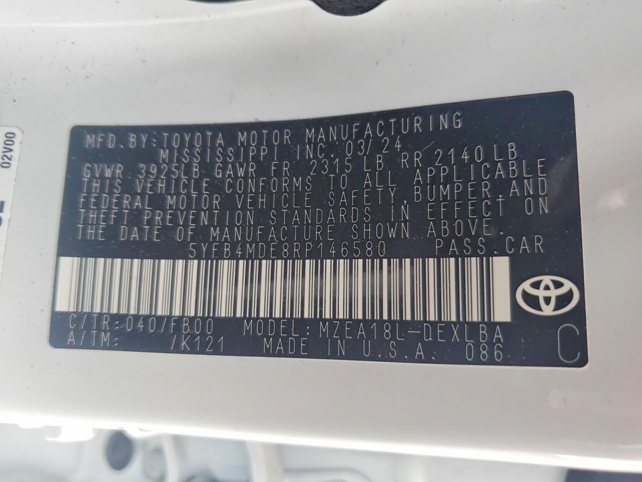 2024 TOYOTA COROLLA