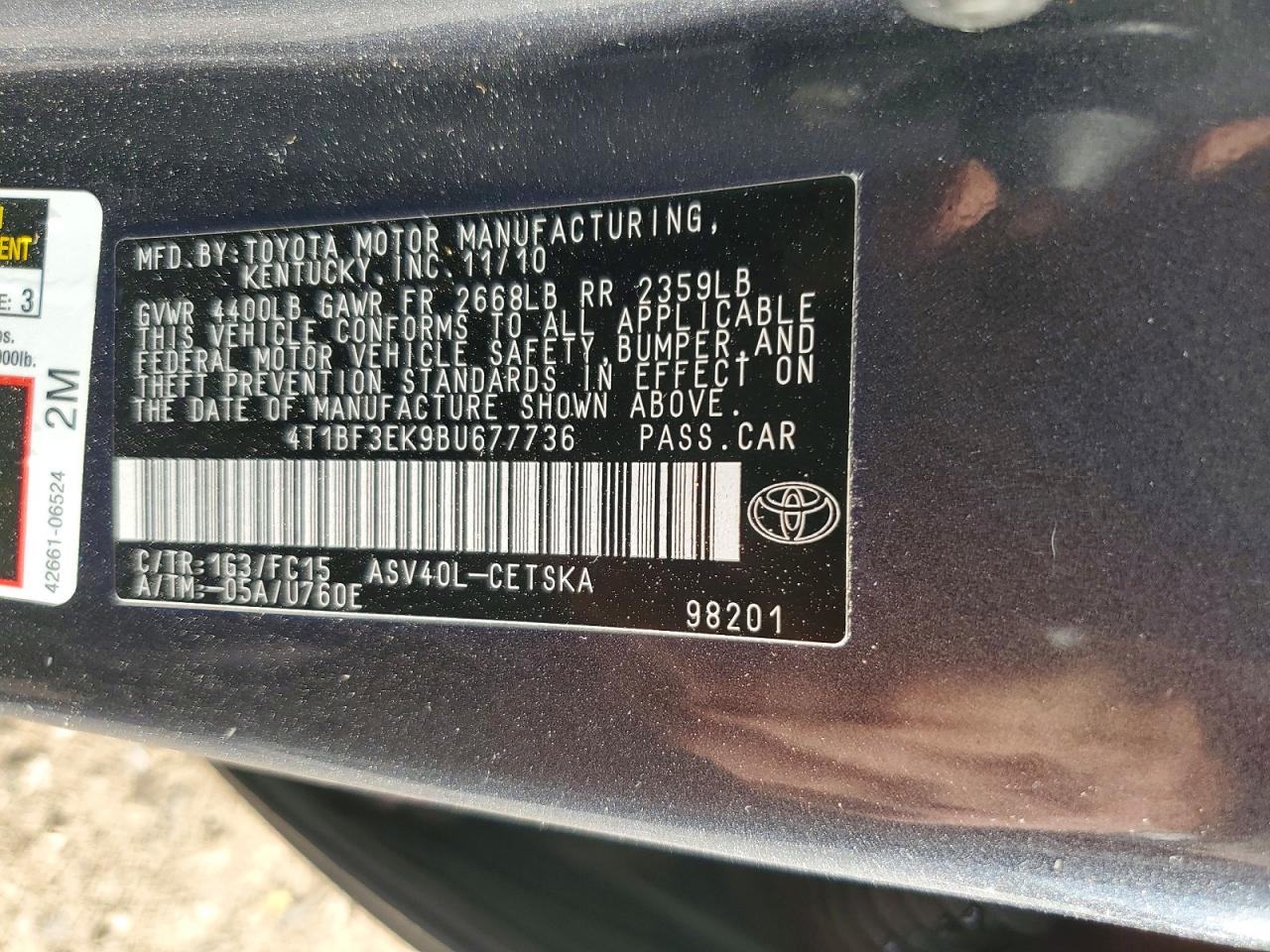 2011 TOYOTA CAMRY