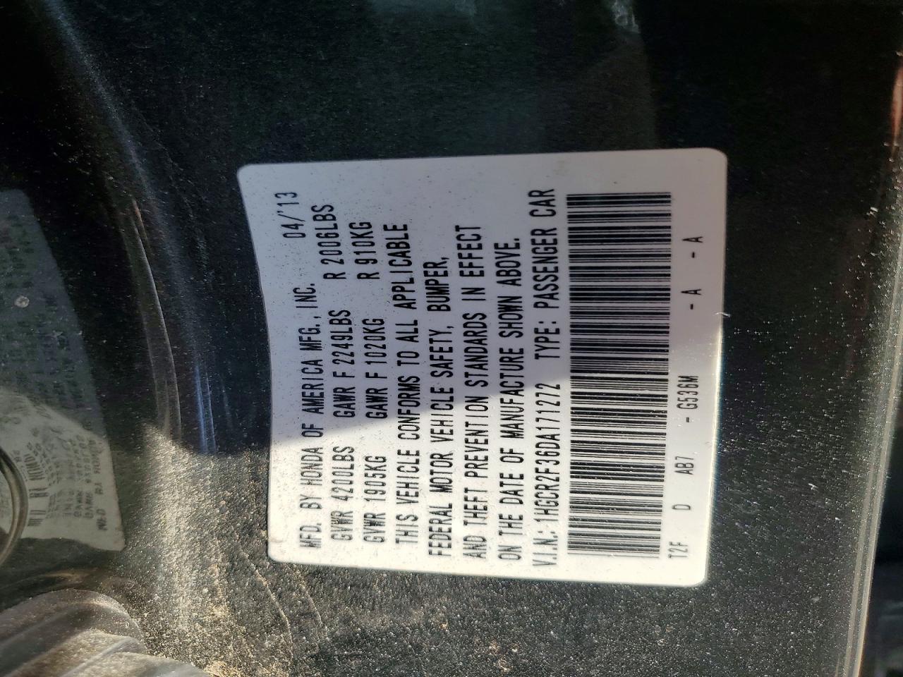 2013 HONDA ACCORD