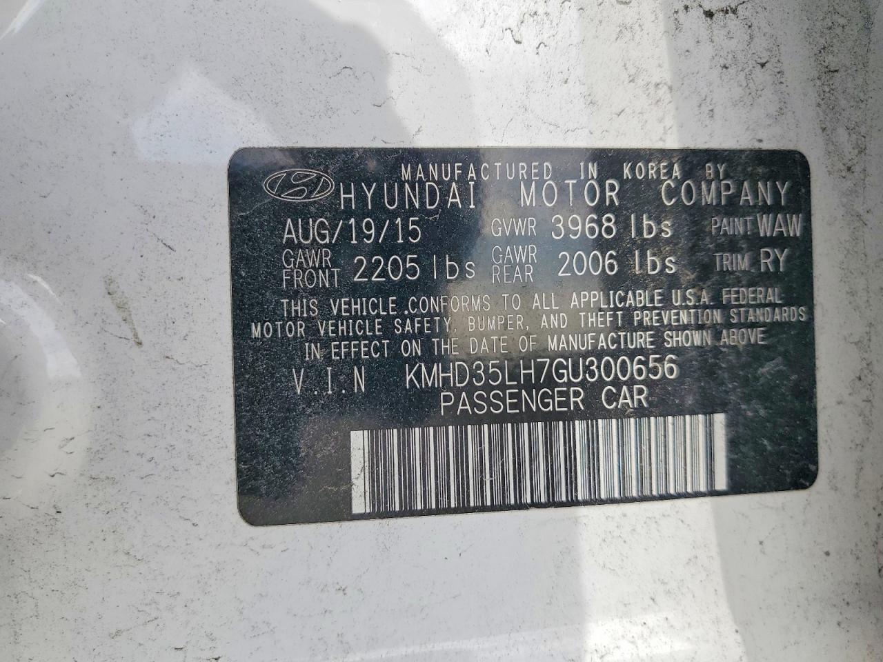 2016 HYUNDAI ELANTRA