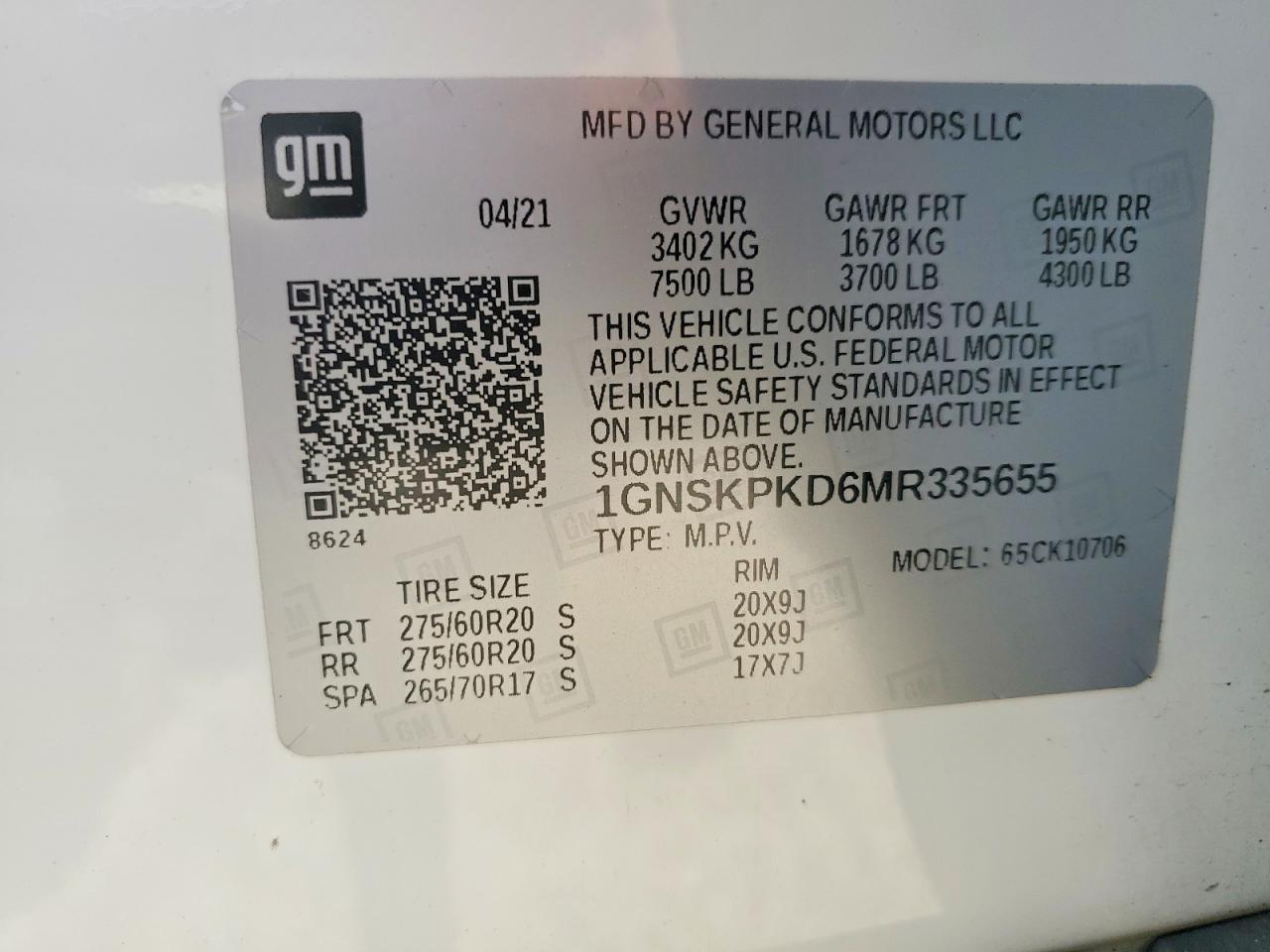 2021 CHEVROLET TAHOE
