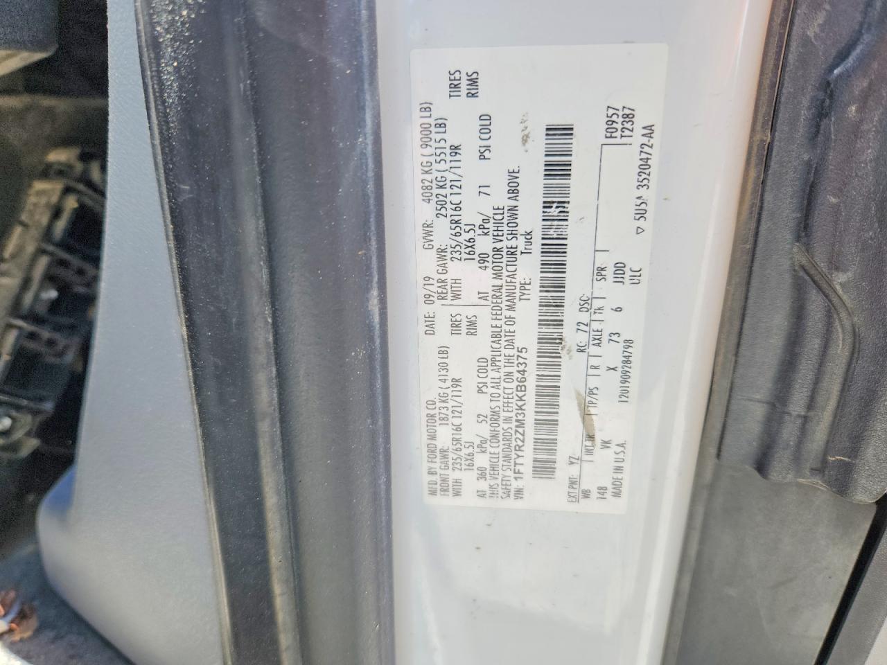 2019 FORD TRANSIT