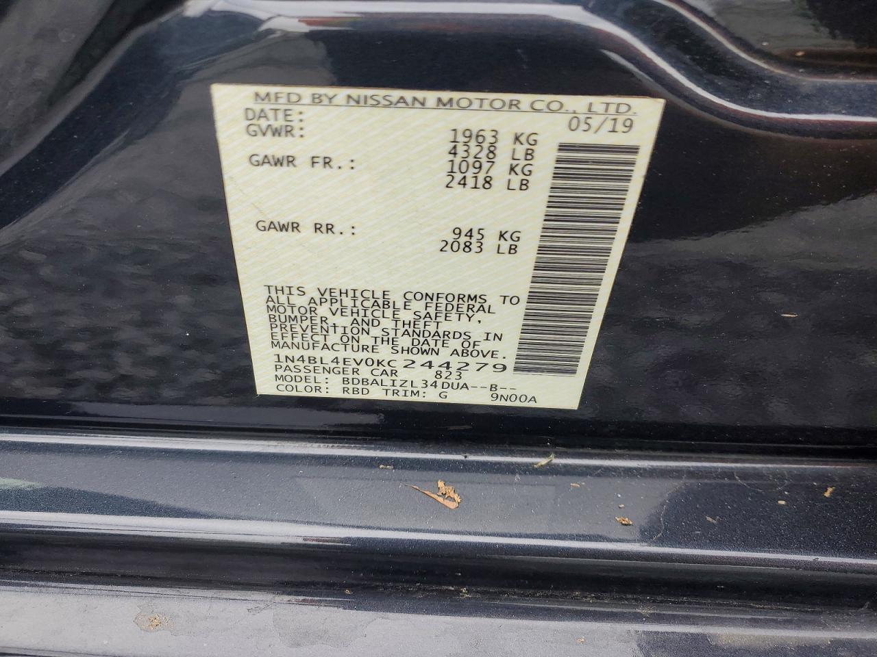 2019 NISSAN ALTIMA