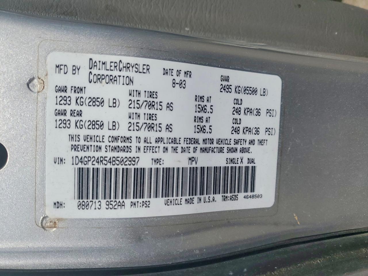 2004 DODGE CARAVAN