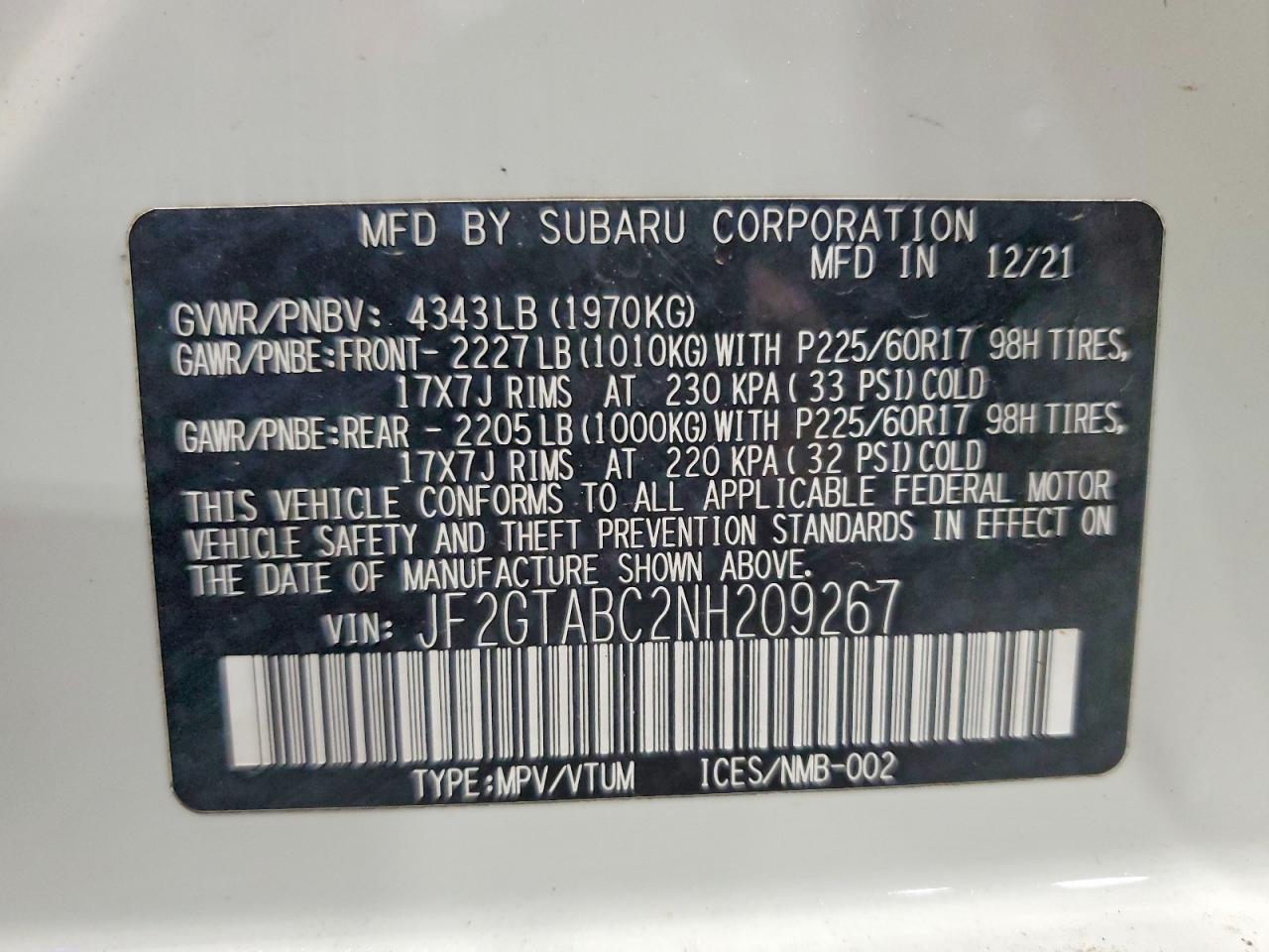 2022 SUBARU CROSSTREK