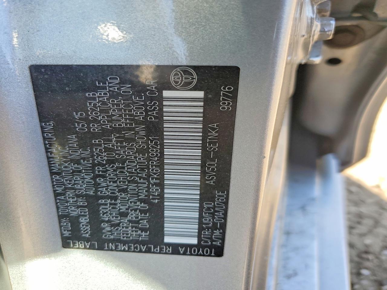 2015 TOYOTA CAMRY