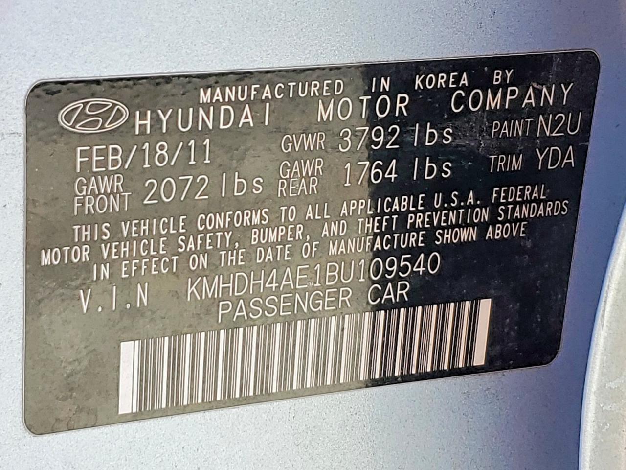 2011 HYUNDAI ELANTRA