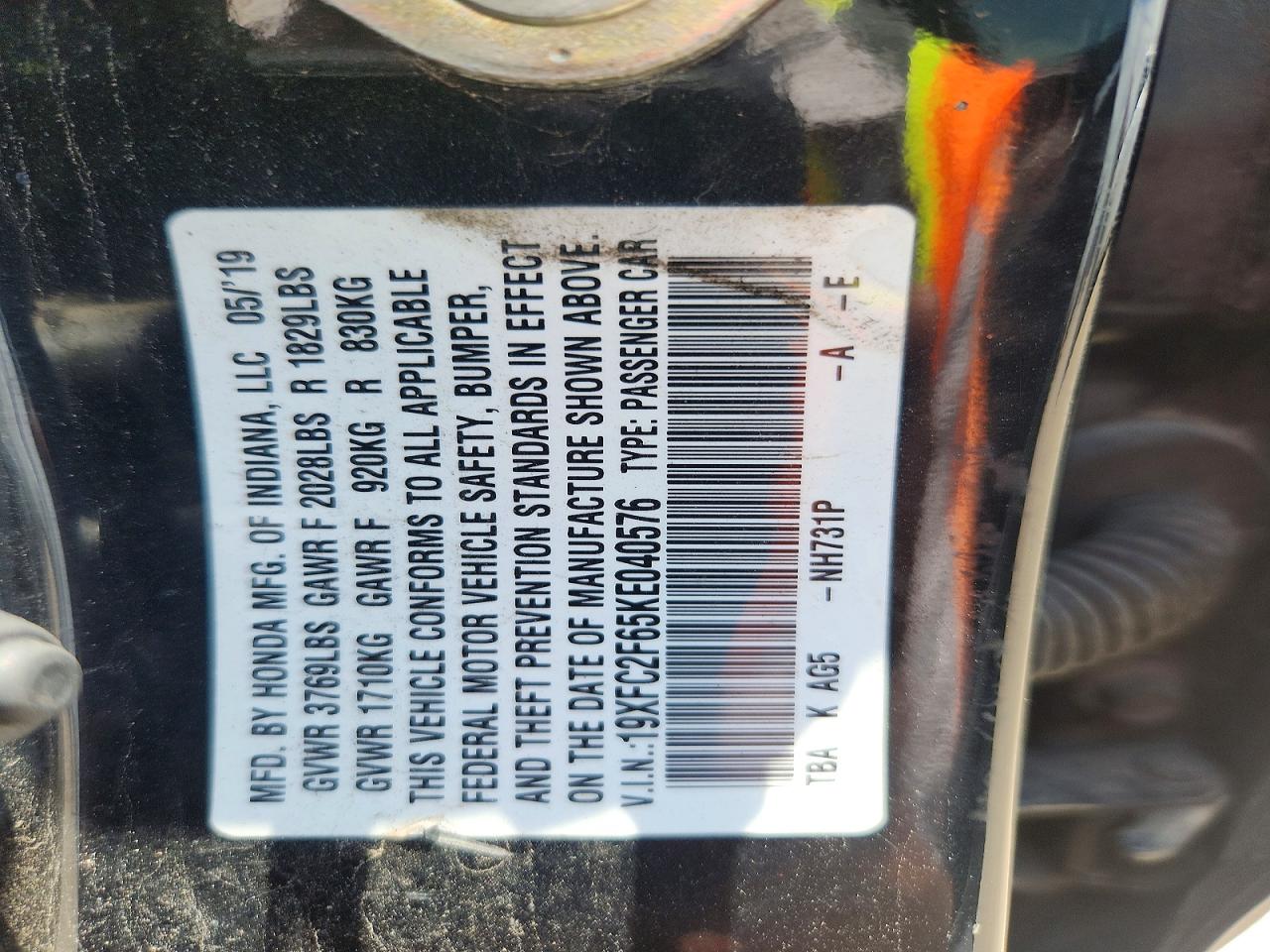 2019 HONDA CIVIC