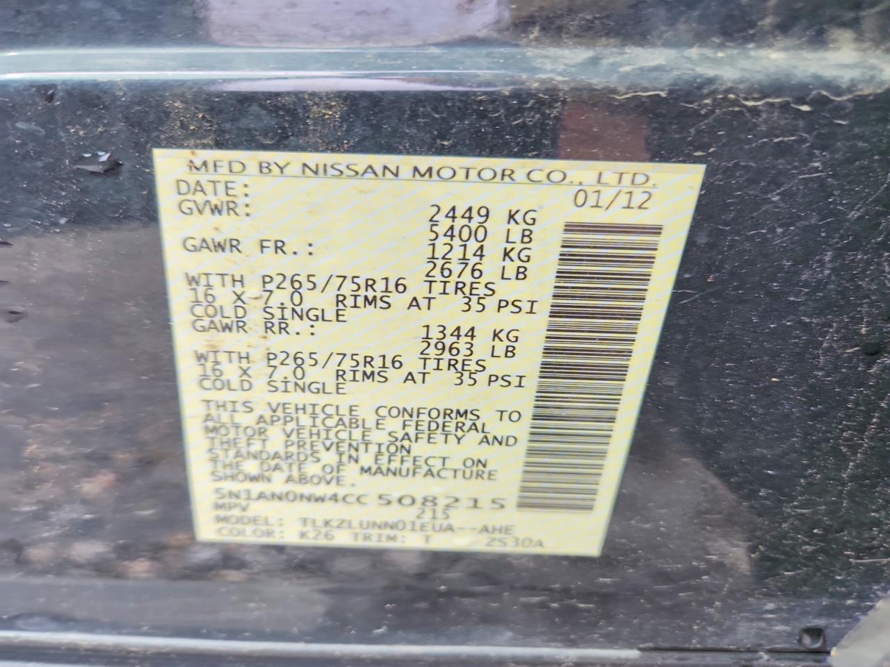 2012 NISSAN XTERRA
