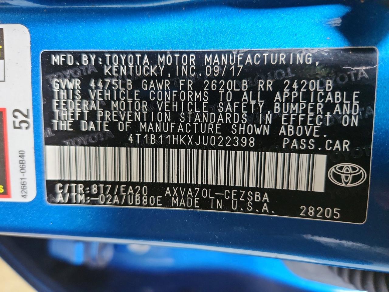 2018 TOYOTA CAMRY