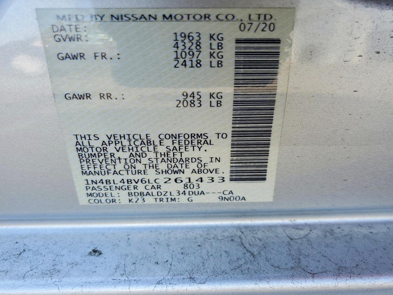 2020 NISSAN ALTIMA