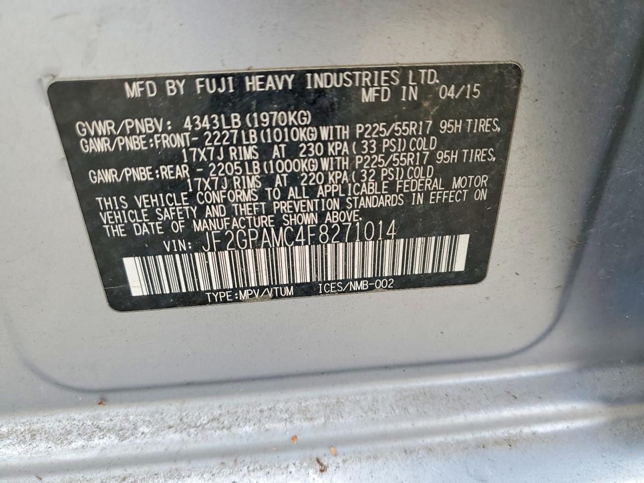 2015 SUBARU XV