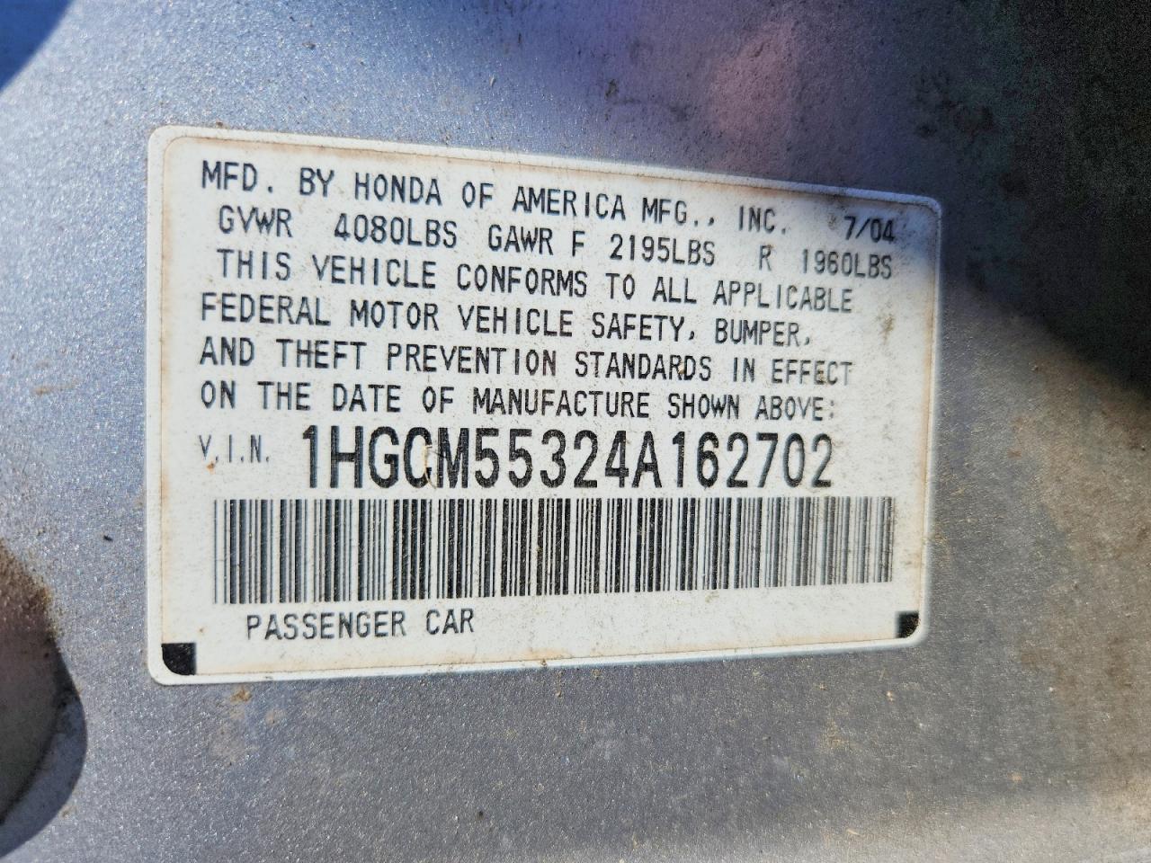 2004 HONDA ACCORD