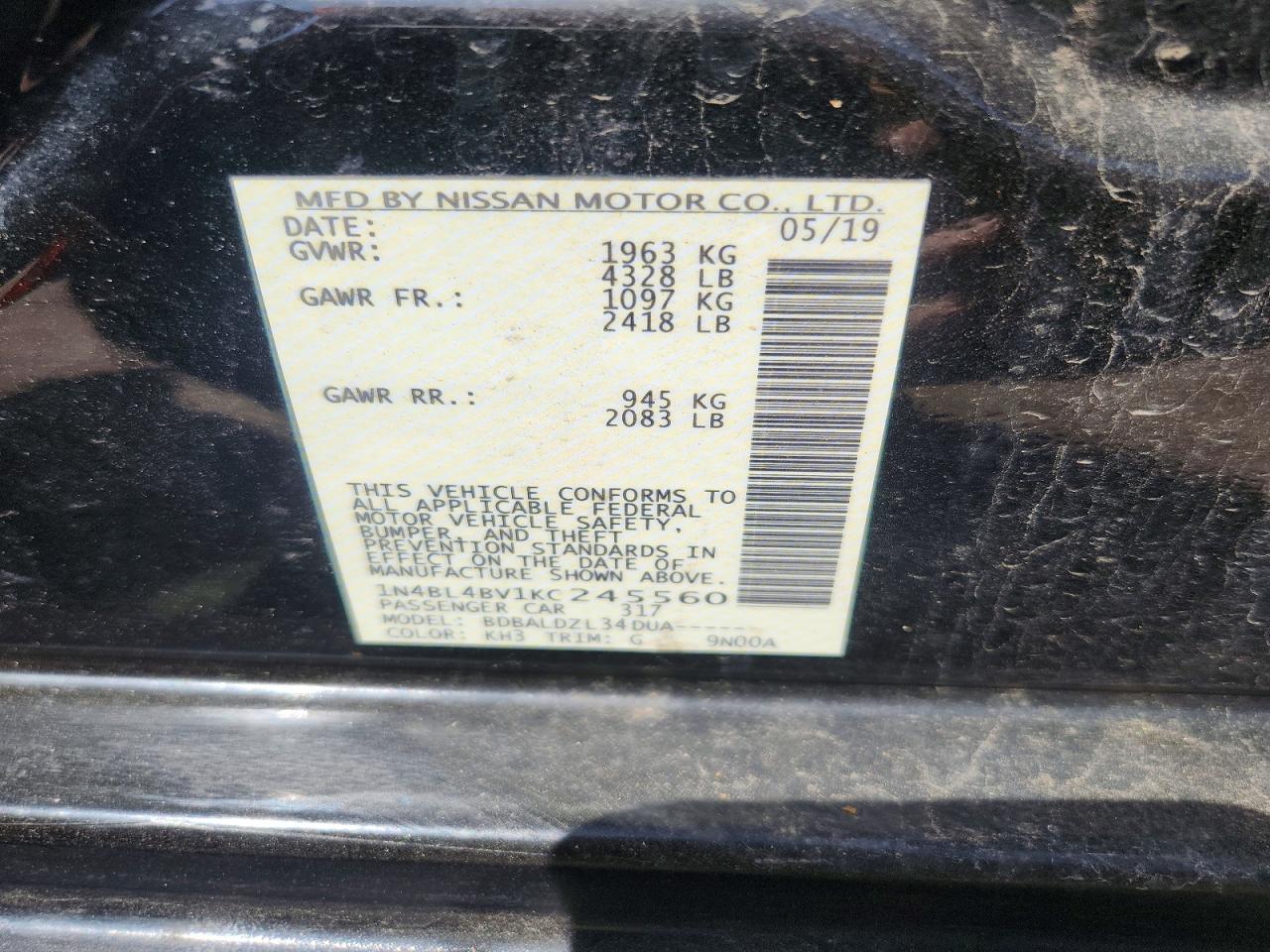 2019 NISSAN ALTIMA