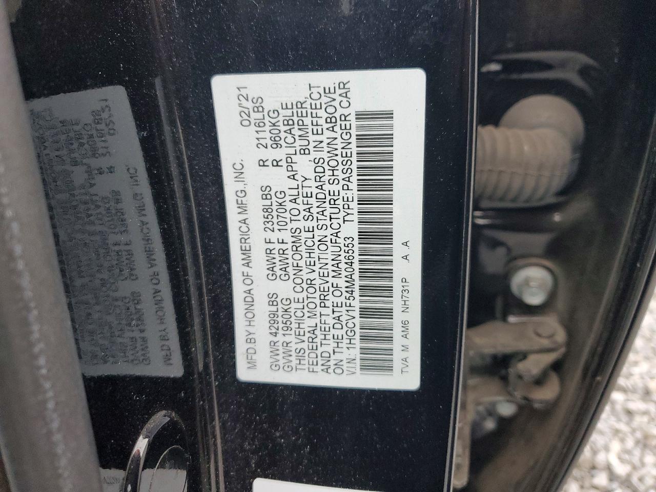 2021 HONDA ACCORD