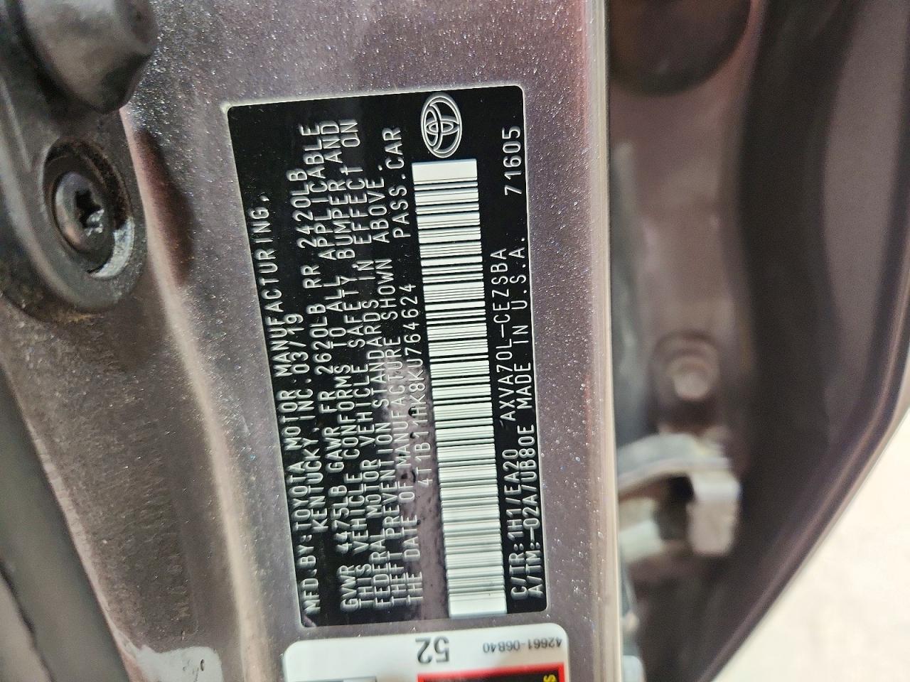 2019 TOYOTA CAMRY