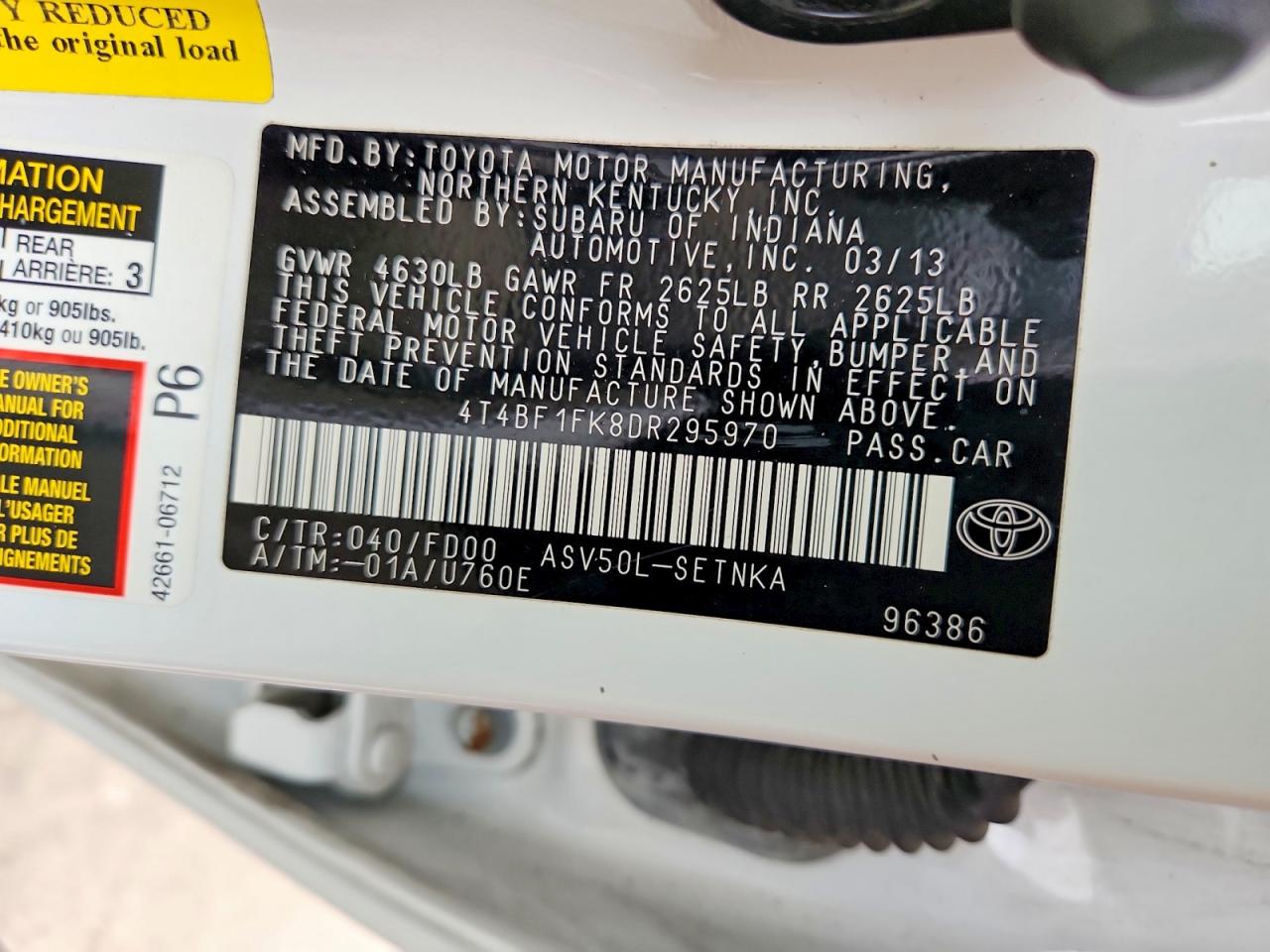 2013 TOYOTA CAMRY