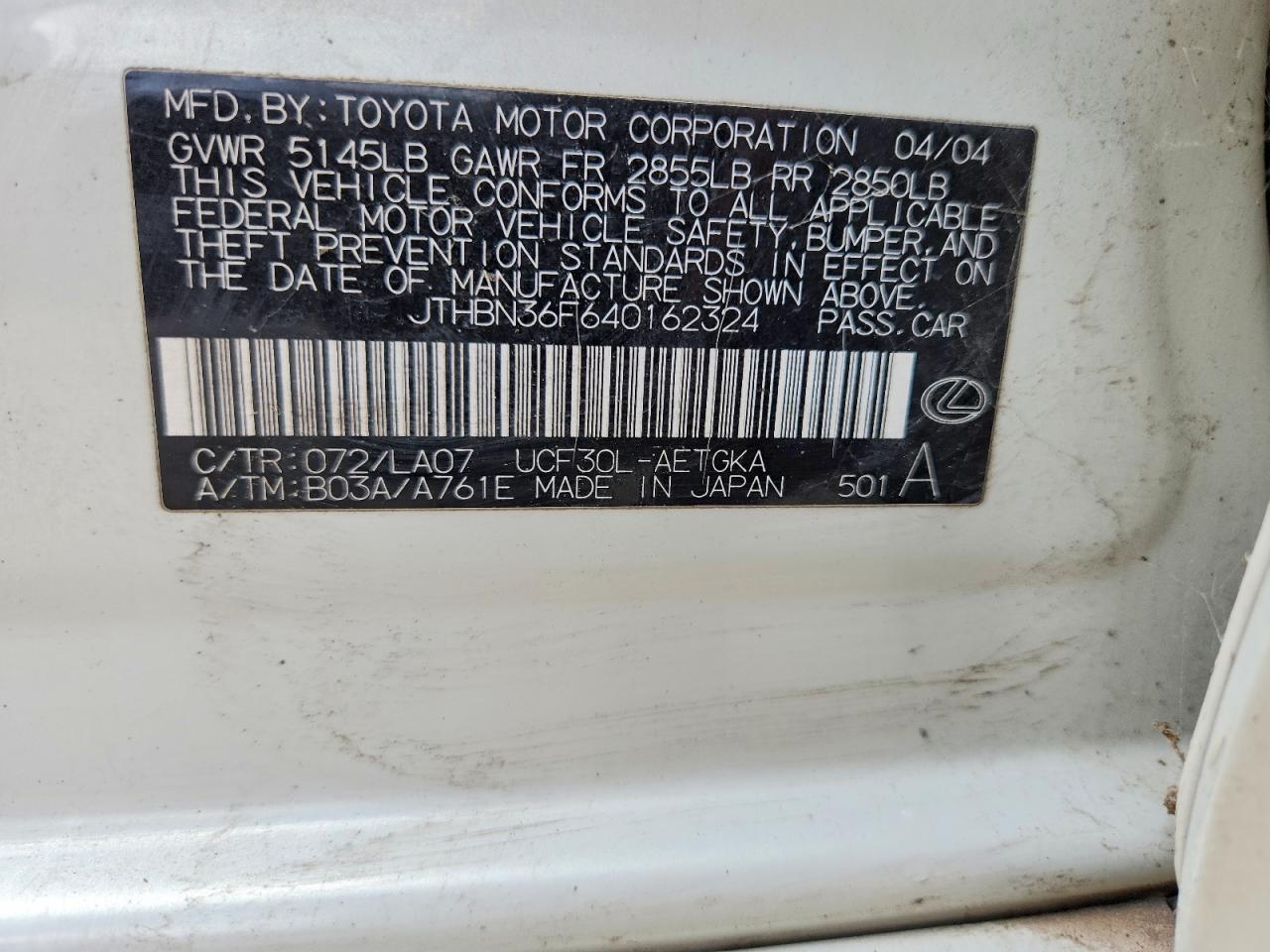 2004 LEXUS LS430