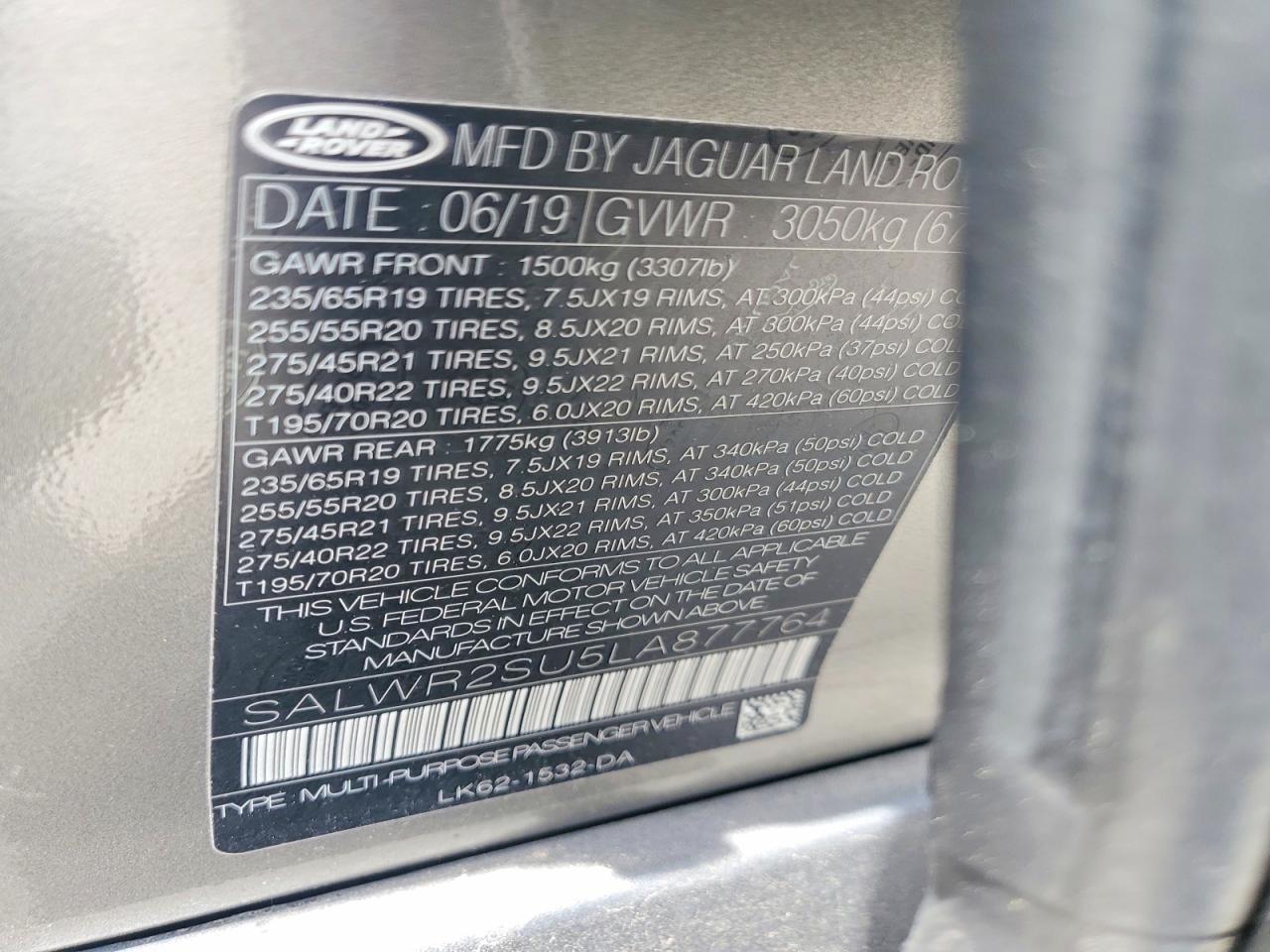 2020 LAND ROVER RANGEROVER