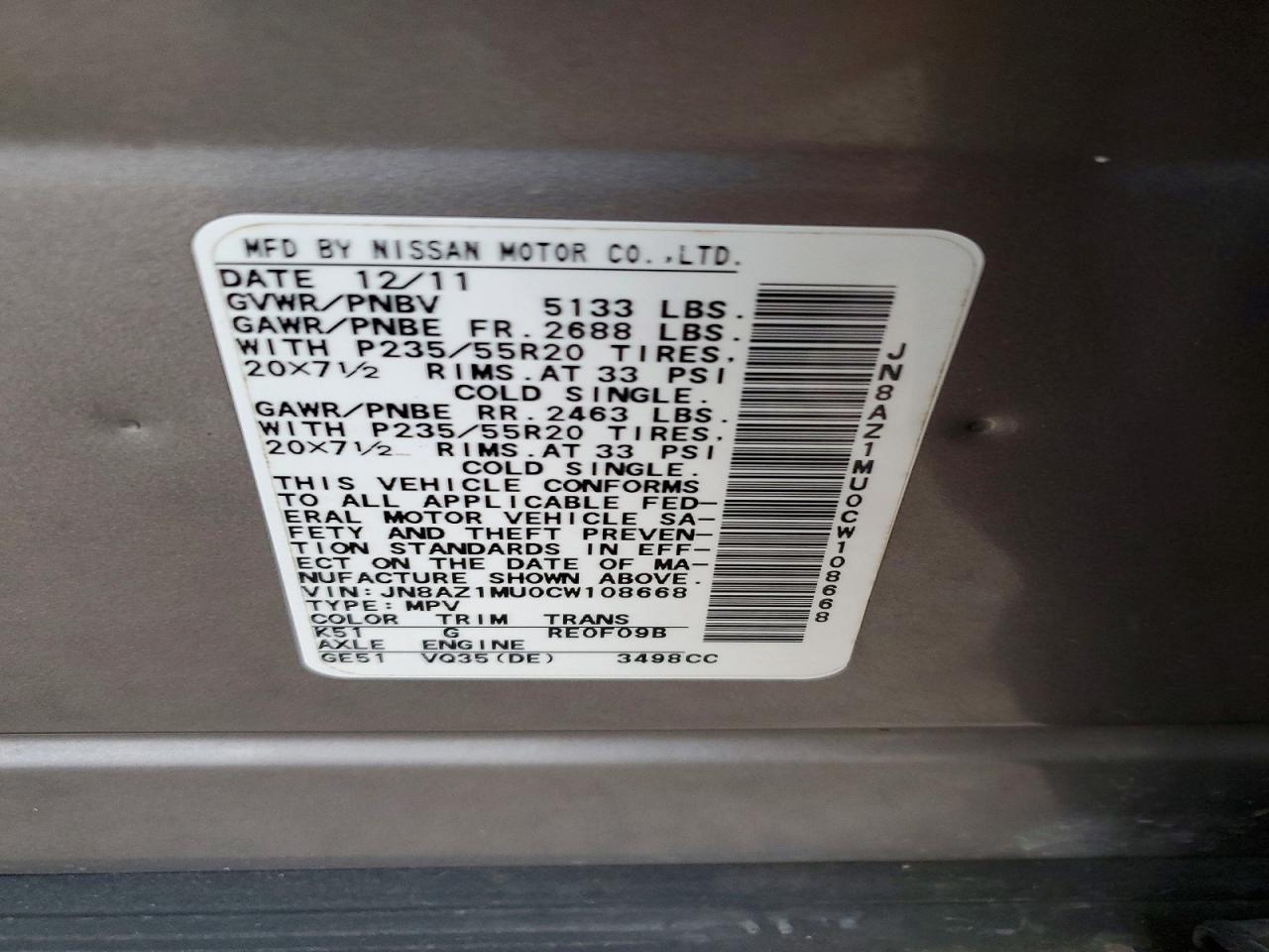 2012 NISSAN MURANO