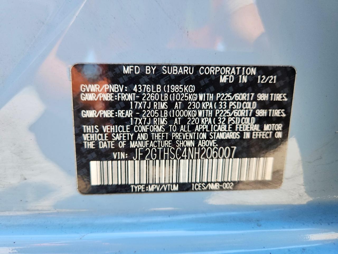 2022 SUBARU CROSSTREK