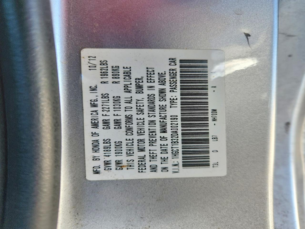 2013 HONDA ACCORD