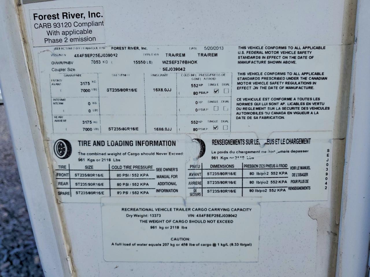 2014 FOREST RIVER SIER RECREATION