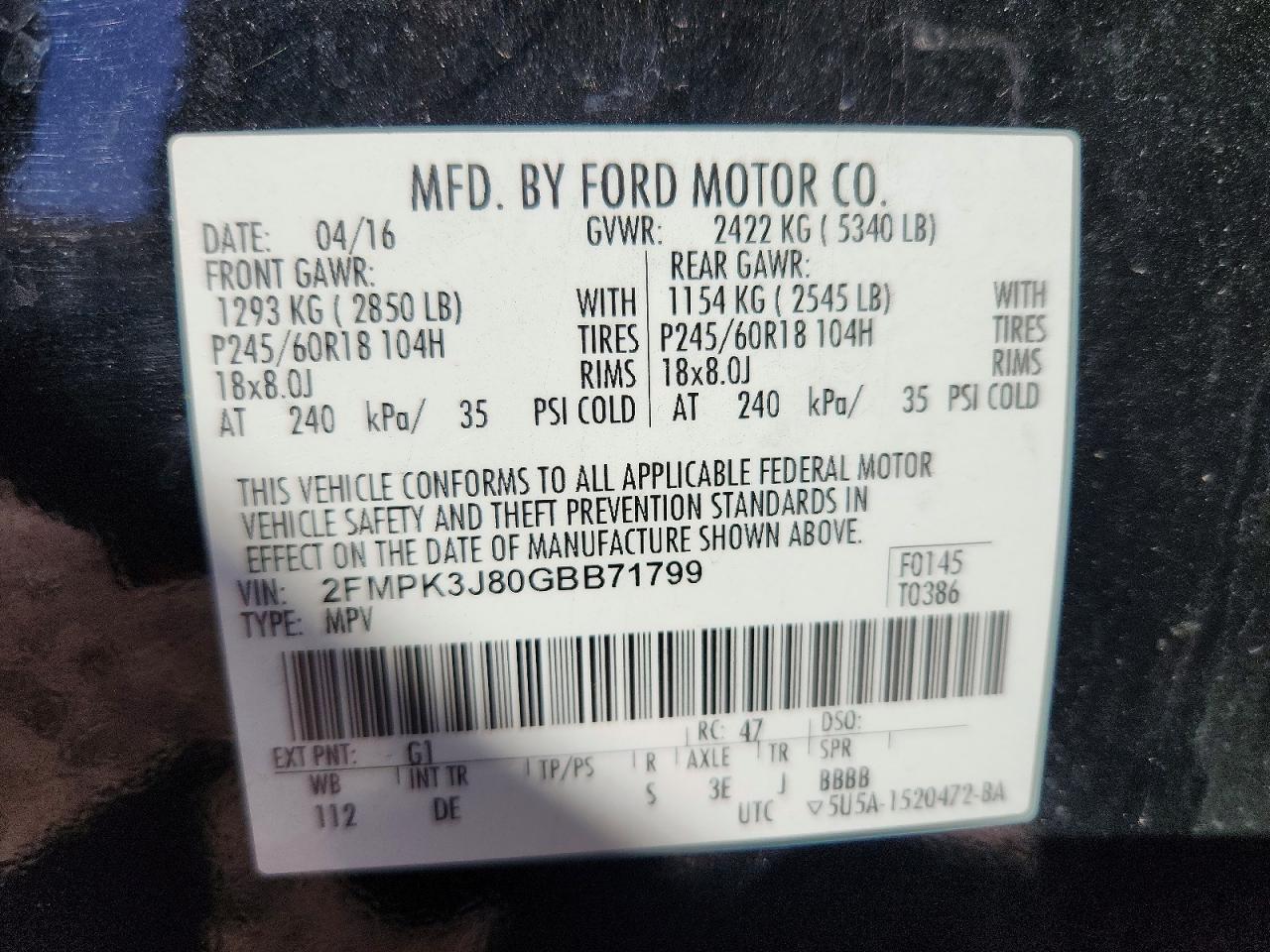2016 FORD EDGE