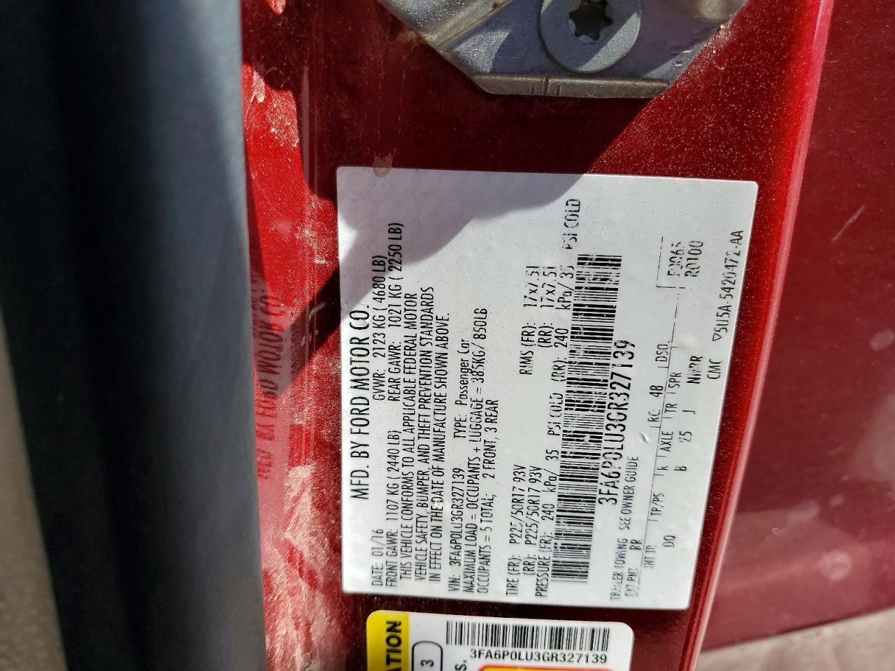 2016 FORD FUSION