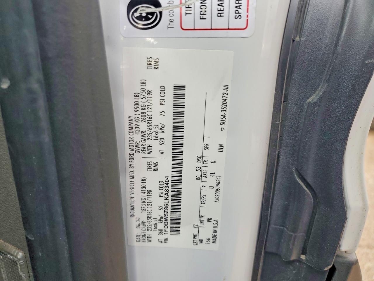 2020 FORD TRANSIT