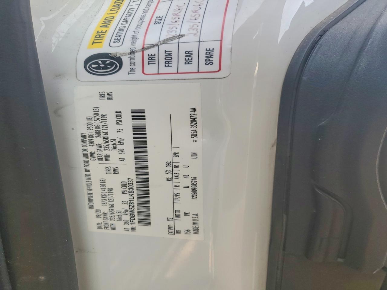 2020 FORD TRANSIT