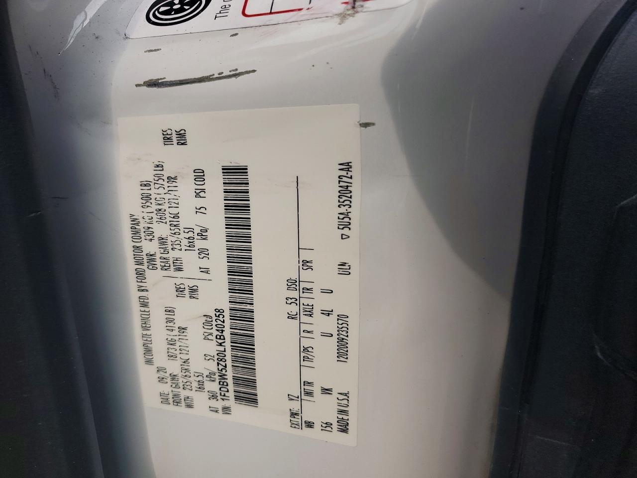 2020 FORD TRANSIT