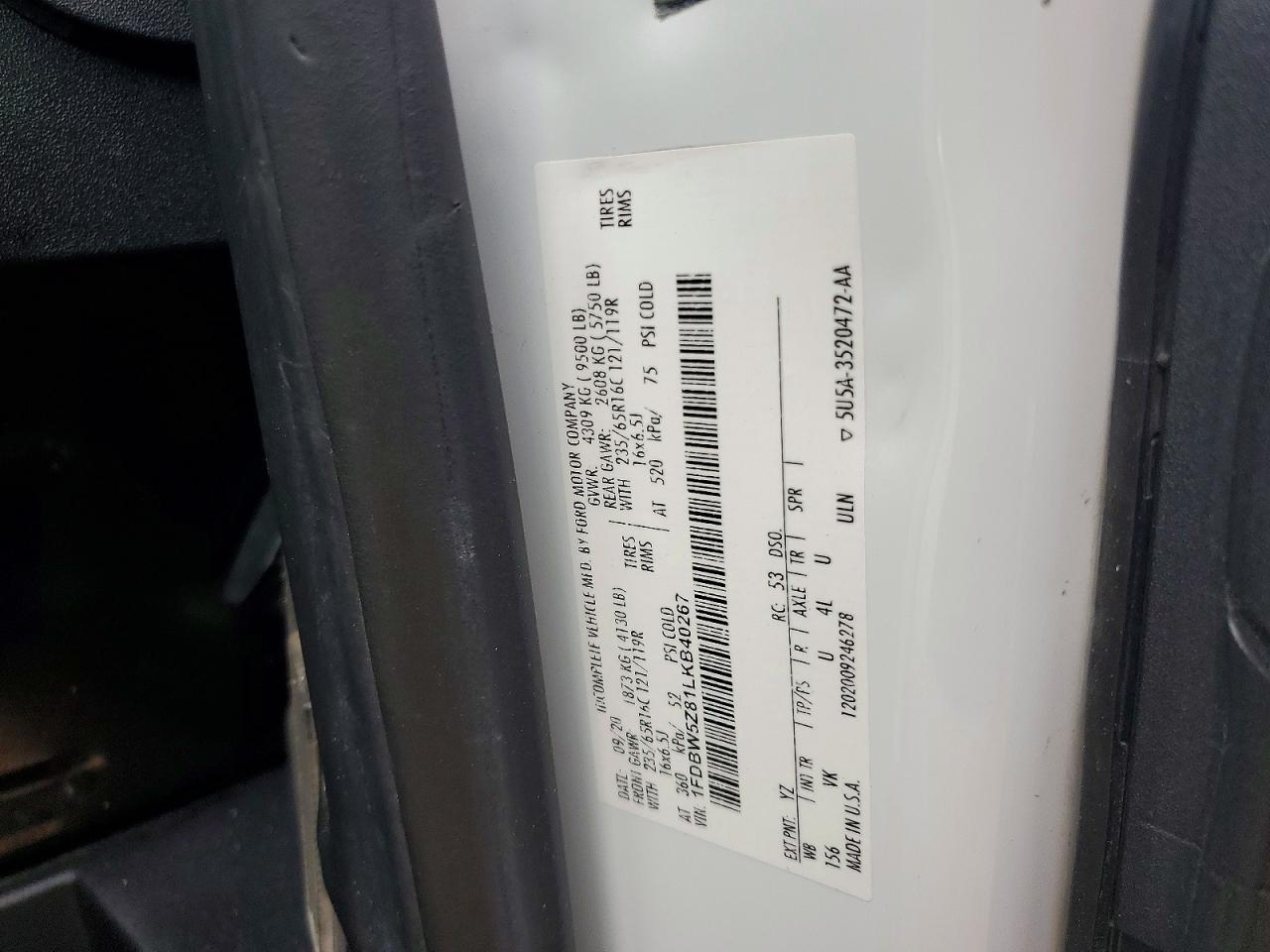 2020 FORD TRANSIT