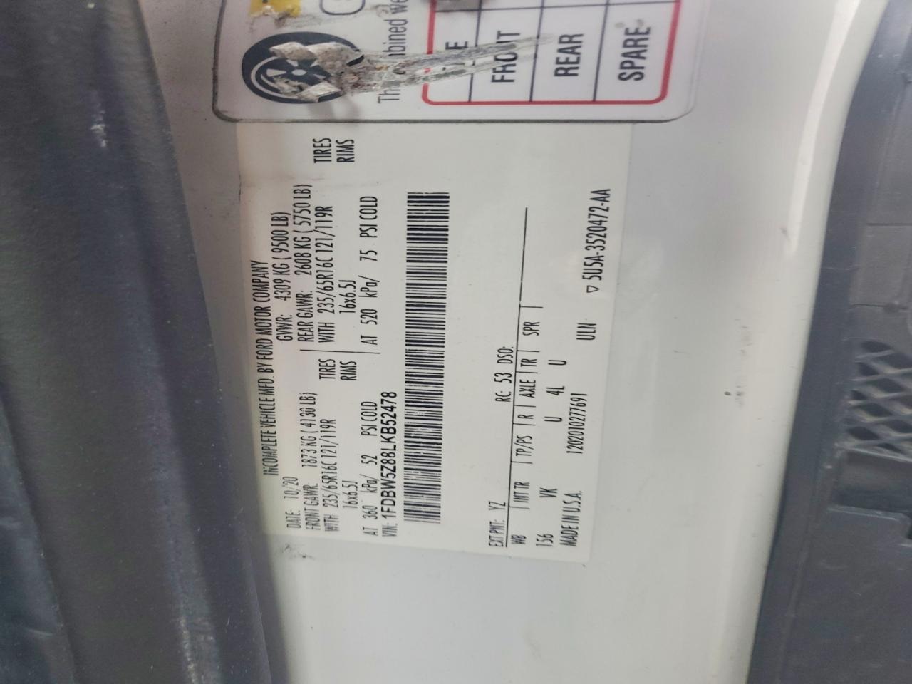 2020 FORD TRANSIT