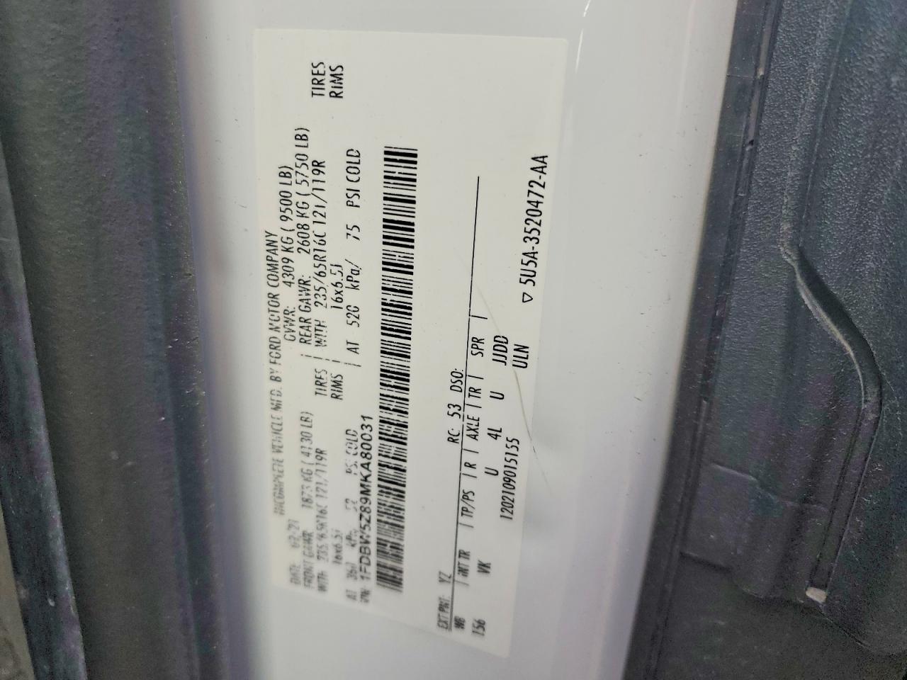 2021 FORD TRANSIT