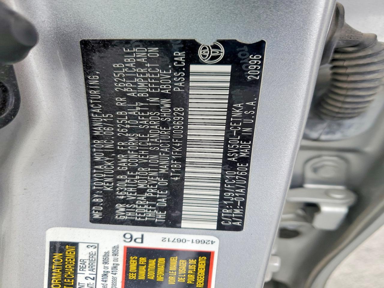 2015 TOYOTA CAMRY