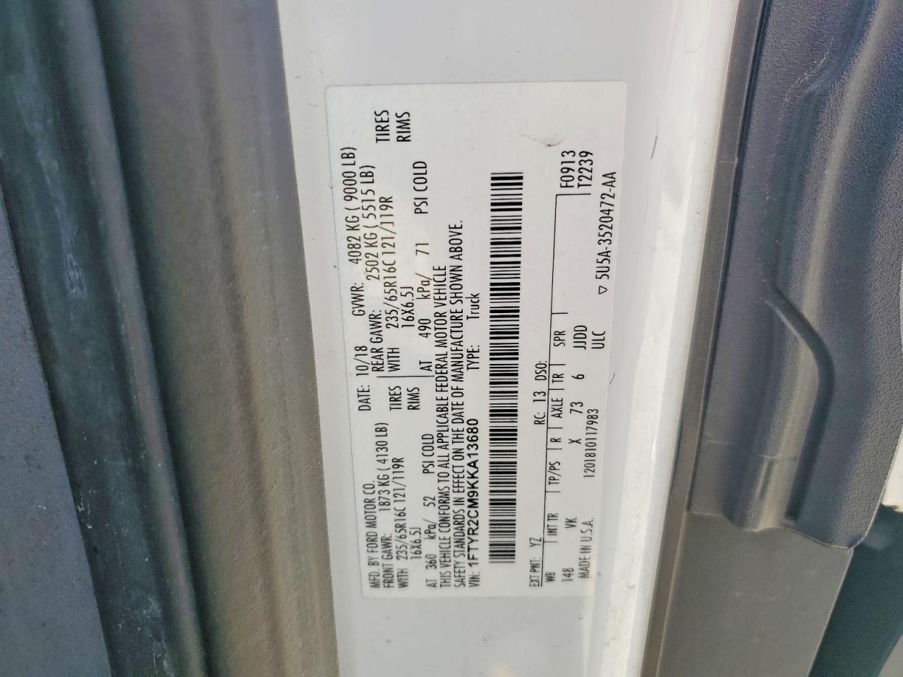 2019 FORD TRANSIT