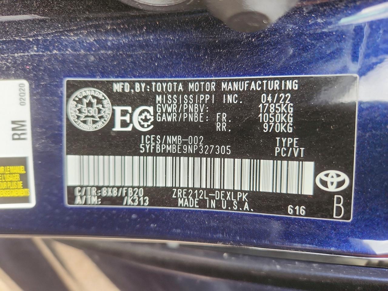 2022 TOYOTA COROLLA