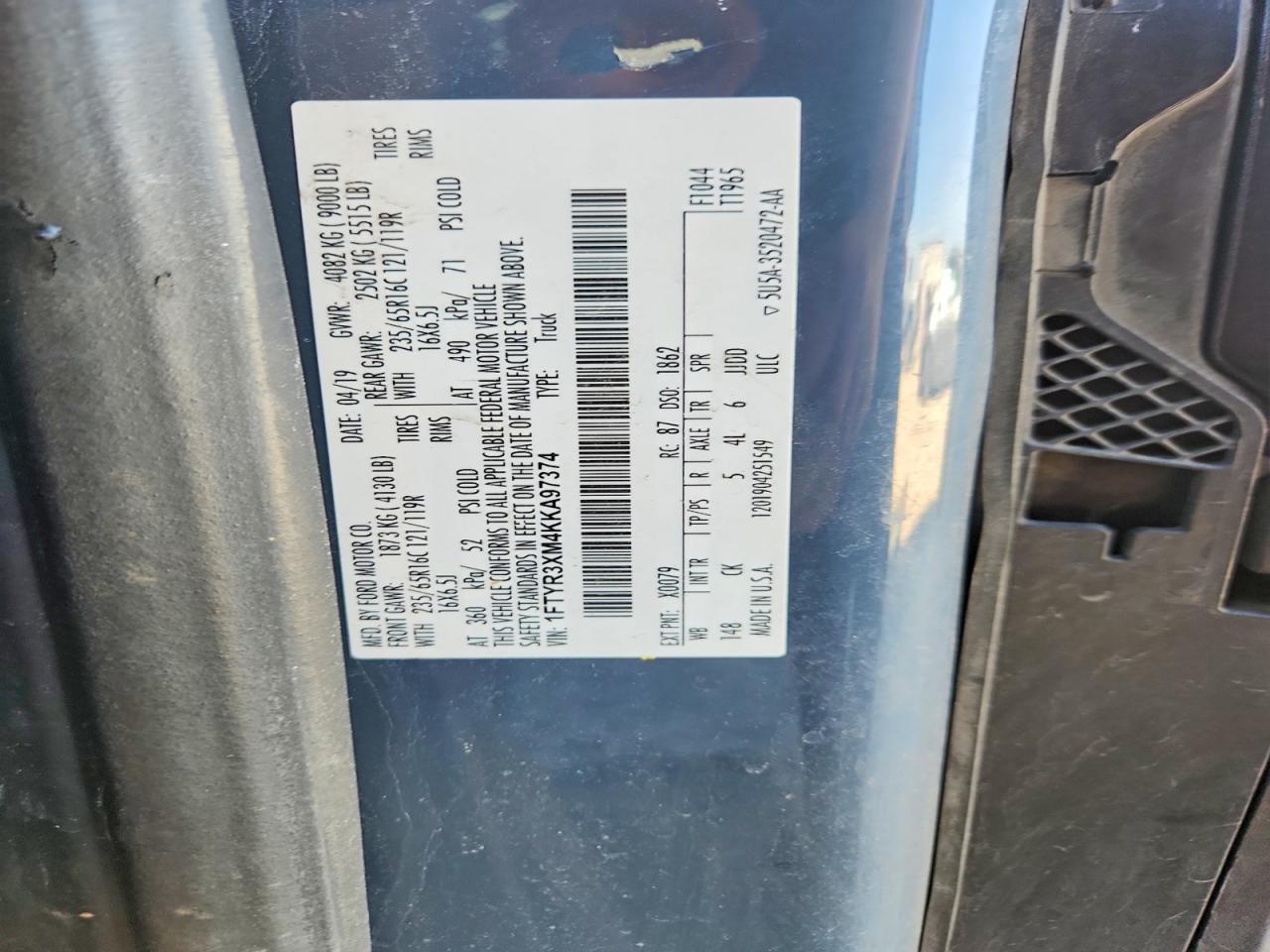 2019 FORD TRANSIT