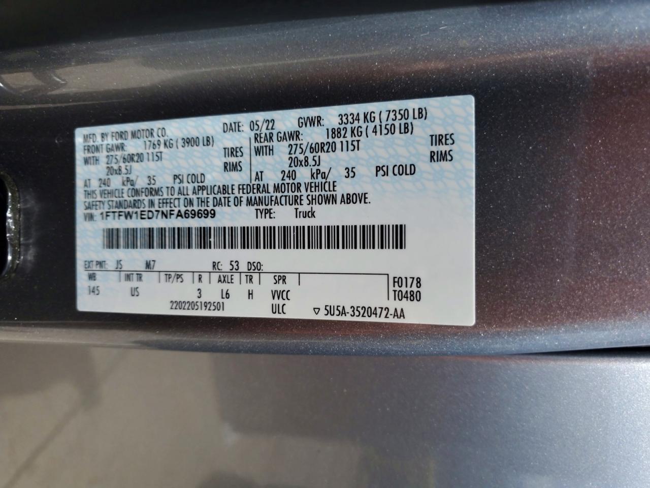 2022 FORD F150